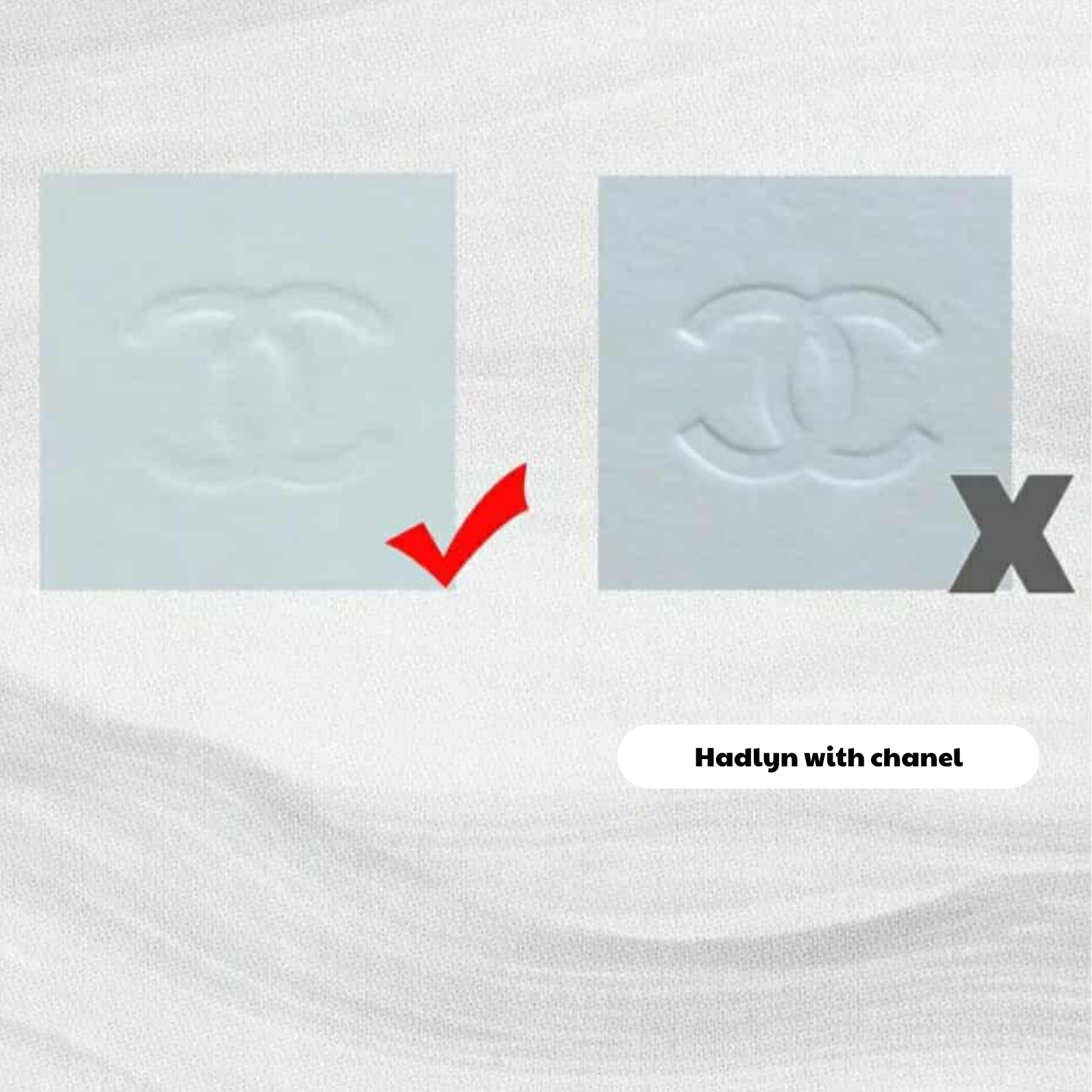 Logo dập nổi trong hộp sữa rửa mặt Chanel La Mousse thật và giả