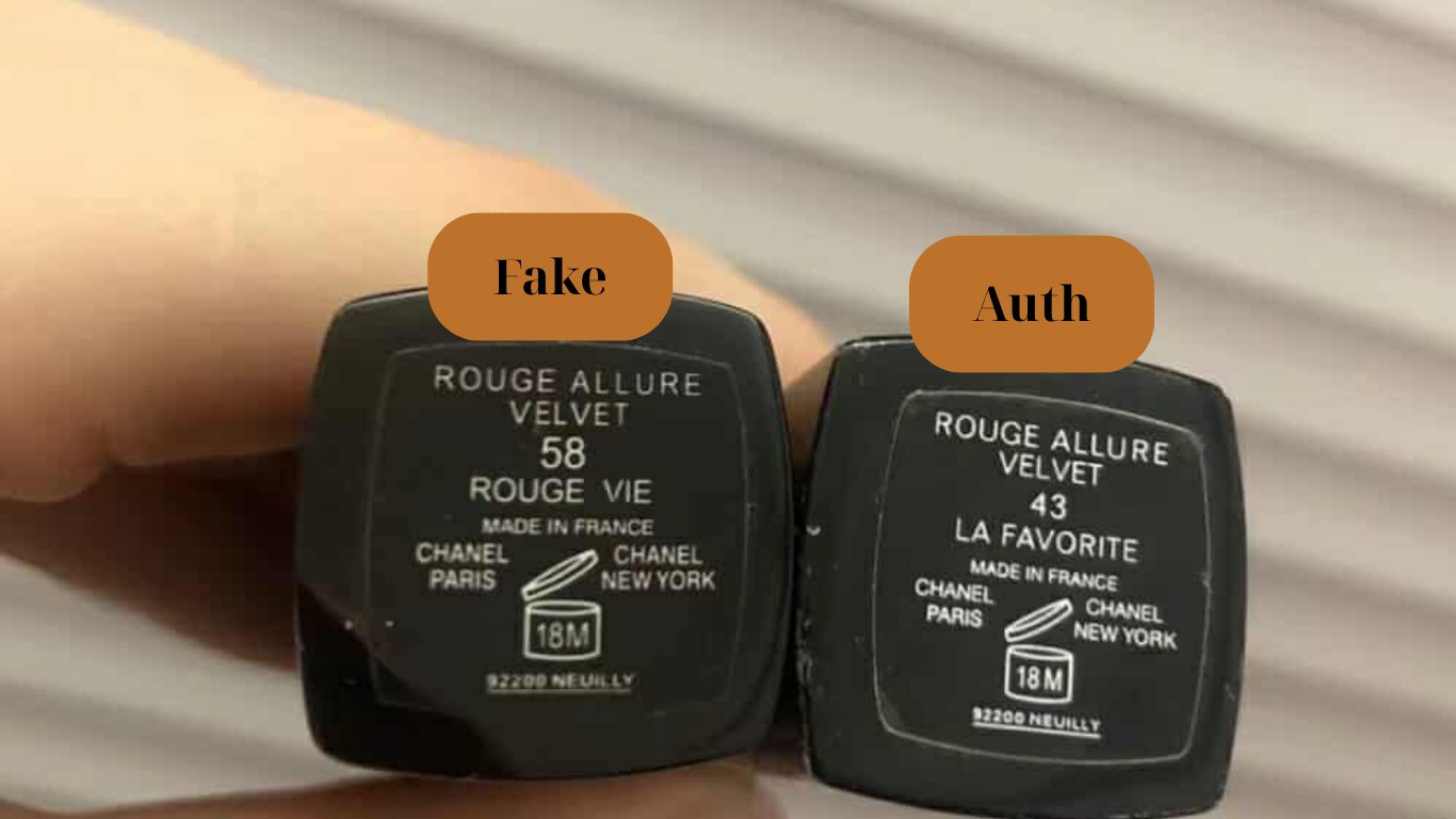 So sánh font chữ giữa son Chanel thật và giả