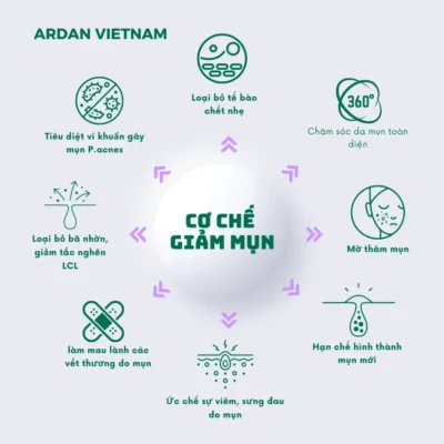 Cơ chế giảm mụn của Serum Giảm Mụn Mờ Thâm ARDAN