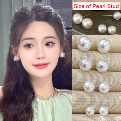 Khuyên tai ngọc trai rất hợp với kiểu mặt vuông tròn